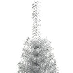 vidaXL Demi sapin de Noël artificiel avec support argenté 210 cm PET