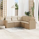 vidaXL Salon de jardin avec coussins 5 Pièces beige résine tressée