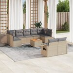 vidaXL Salon de jardin avec coussins 10 Pièces beige résine tressée