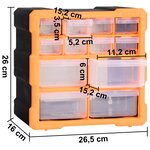 vidaXL Organisateurs multi-tiroirs avec 12 tiroirs 2 Pièces 26 5x16x26 cm