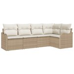 vidaXL Ensemble de canapés de jardin 5 pièces avec coussins en rotin poly beige