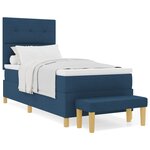 Lit Box Spring vidaXL avec Matelas et Banc Bleu 100x200 cm en Tissu