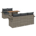 vidaXL Ensemble de canapé de jardin 6 pièces avec coussins gris en poly rattan et acacia