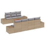 vidaXL Ensemble de canapé de jardin 8 pièces avec coussins beige poly rattan acacia