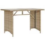 vidaXL Table de jardin avec dessus en verre beige 110x68x70 cm rotin