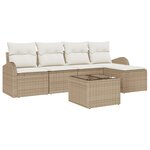 vidaXL Ensemble de canapé de jardin de 6 pièces avec coussins en poly rattan marron