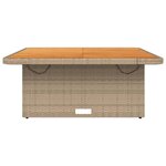 vidaXL Table de jardin beige 110x110x71 cm résine tressée bois acacia