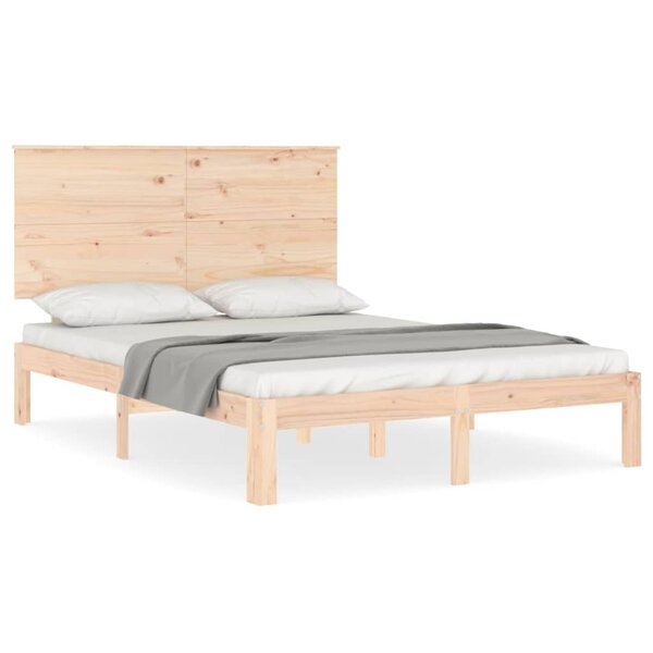 vidaXL Cadre de lit avec tête de lit 140x190 cm bois massif