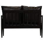vidaXL Canapé à 2 places Cuir véritable avec bois d'acacia Noir
