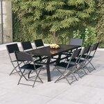 vidaXL Ensemble à manger de jardin 9 Pièces Gris et noir
