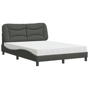 vidaXL Lit avec matelas gris foncé 140x200 cm tissu