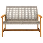 vidaXL Banc de jardin gris 112 cm résine tressée et bois d'acacia