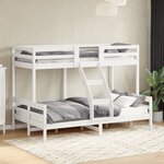 vidaXL Lit superposé sans matelas 90x200/120x200 cm blanc bois massif