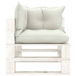 vidaXL Salon palette de jardin 8 Pièces avec coussins beige bois