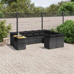 vidaXL Salon de jardin 10 Pièces avec coussins noir résine tressée