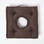 Coussin bouée rehausseur en suédine Marron  50 x 50 x 10 cm - HOMESCAPES