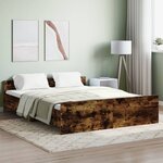 vidaXL Cadre de lit tête de lit et pied de lit chêne fumé 160x200 cm
