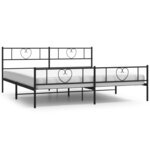 vidaXL Cadre de lit métal avec tête de lit/pied de lit noir 193x203 cm
