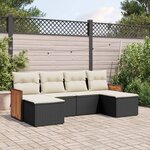 vidaXL Salon de jardin 6 Pièces avec coussins noir résine tressée