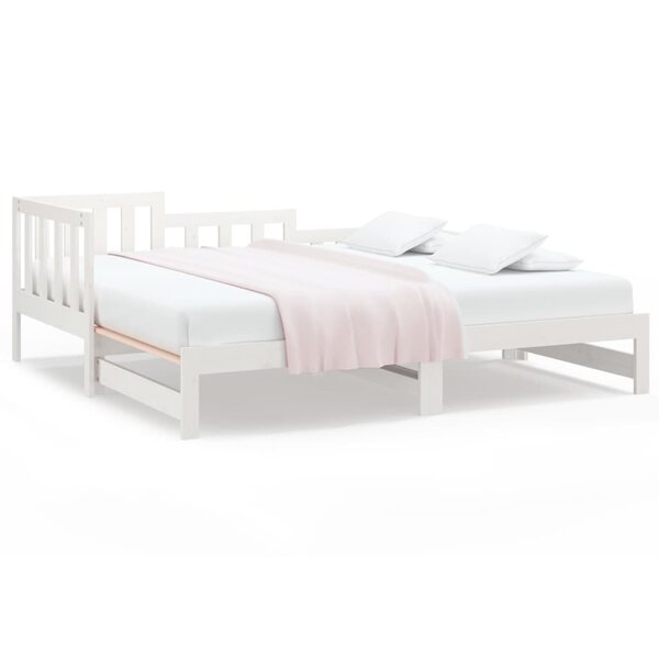 vidaXL Lit coulissant Blanc 2x(80x200) cm Bois de pin massif