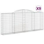 vidaXL Paniers à gabions arqués 9 Pièces 300x30x120/140 cm fer galvanisé