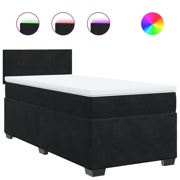 vidaXL Sommier à lattes de lit avec matelas noir simple velours