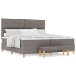 vidaXL Lit coffre avec matelas et banc Taupe 200x200 cm en tissu