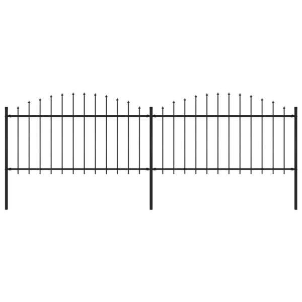 vidaXL Clôture de jardin à dessus en lance Acier (1 25-1 5)x3 4 m Noir