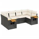 vidaXL Salon de jardin 6 Pièces avec coussins noir résine tressée