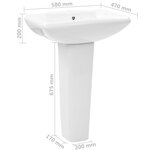 vidaXL Lavabo autoportant avec socle Céramique Blanc 580x470x200 mm