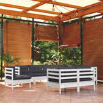vidaXL Salon de jardin 9 Pièces avec coussins blanc bois de pin massif