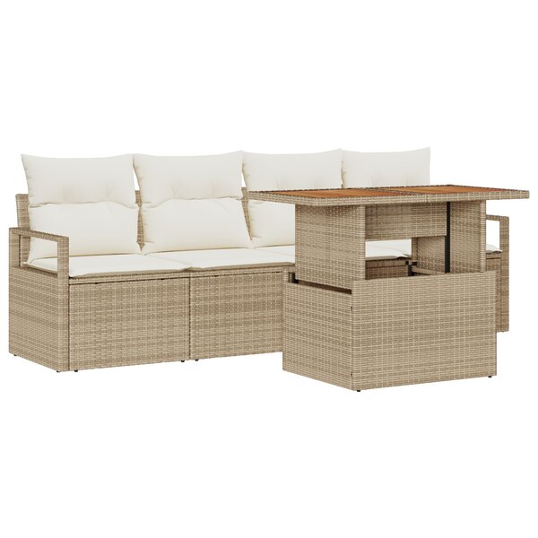 Canapé de Jardin 5 Pièces avec Coussins Beige