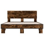 vidaXL Cadre de lit chêne fumé 120x200 cm bois d'ingénierie et métal