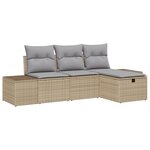 vidaXL Ensemble de 4 Canapés de Jardin avec Coussins en Rotin Polyéthylène Beige