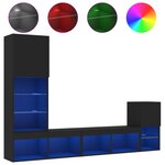 vidaXL Unités murales TV avec LED 4 Pièces noir bois d'ingénierie