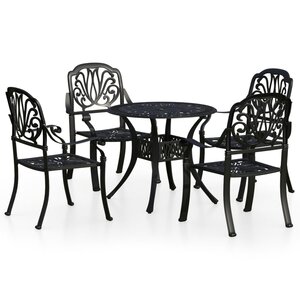 vidaXL Ensemble de bistro 5 Pièces Aluminium coulé Noir