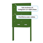 Bloc collectif leabox.com  2x3  grade 3  simple face  Extérieur  fixation sur pieds à sceller  Vert mai RAL 6017 finition brillante
