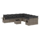 vidaXL Salon de jardin 11 Pièces avec coussins gris résine tressée