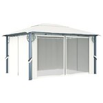 vidaXL Tonnelle avec rideau et lumières LED 4x3 m Crème Aluminium