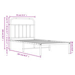 vidaXL Cadre de lit métal sans matelas avec tête de lit noir 90x200 cm