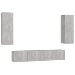 vidaXL Ensemble de meubles TV 4 Pièces Gris béton Bois d'ingénierie