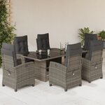 vidaXL Ensemble à manger de jardin et coussins 7 Pièces gris rotin