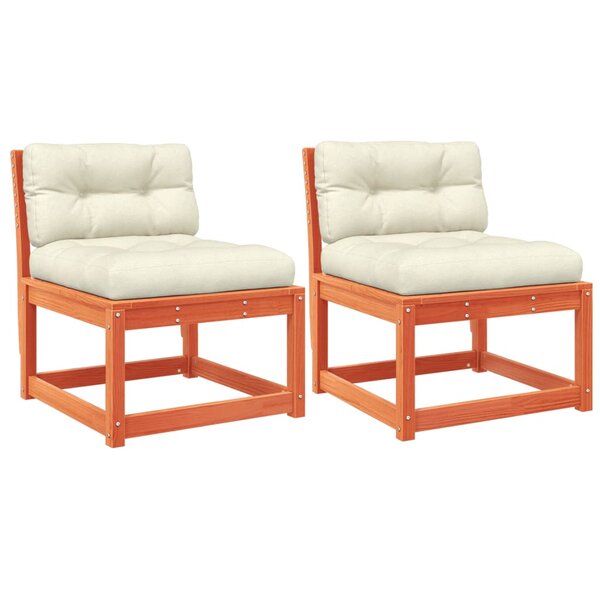 vidaXL Canapés de jardin et coussins 2Pièces cire marron bois pin massif