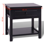vidaXL Table de chevet Bois Noir