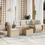 vidaXL Salon de jardin avec coussins 6 Pièces beige résine tressée