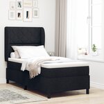 lit sommier box avec matelas noir 90x190 cm tissu