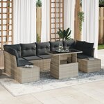 vidaXL Ensemble de canapés de jardin 8 pièces avec coussins gris clair en poly rotin