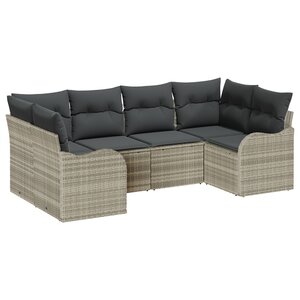 Ensemble de canapé de jardin vidaXL 6 pièces avec coussins Gris clair Poly Rotin