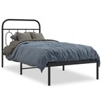 vidaXL Cadre de lit métal avec tête de lit noir 90x190 cm