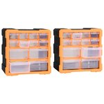 vidaXL Organisateurs multi-tiroirs avec 12 tiroirs 2 Pièces 26 5x16x26 cm